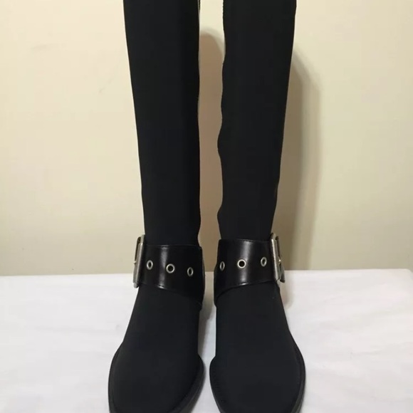Donald J Pliner Black Elastic Knee High Boots - Picture 7 of 8